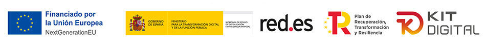 Logotipos del Plan de Recuperación, Transformación y Resiliencia, Next Generation EU, Kit Digital y Red.es