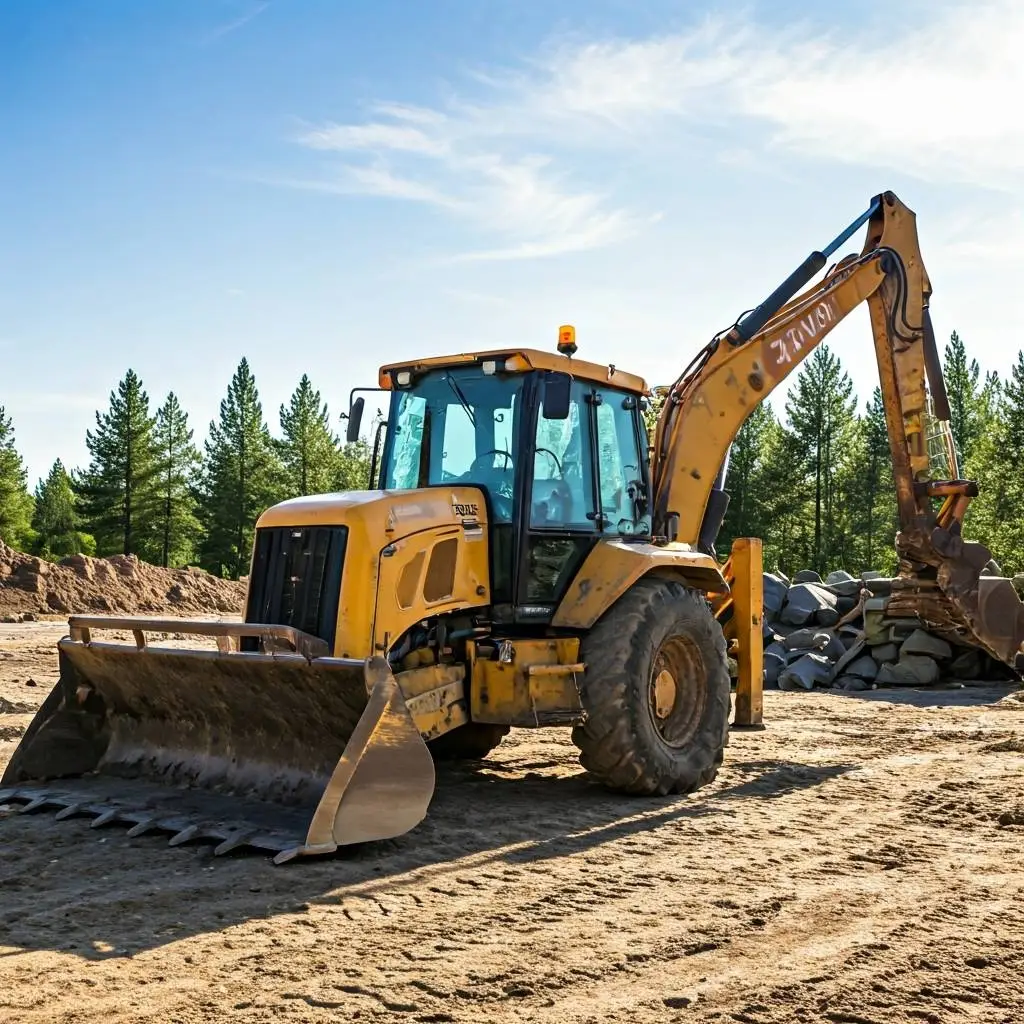 Maquinaria, retroexcavadora, bulldozer.